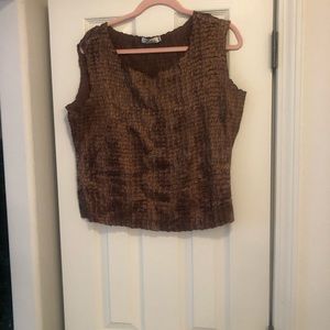 Shiny brown Zba Dressy tank top. Size extra large
